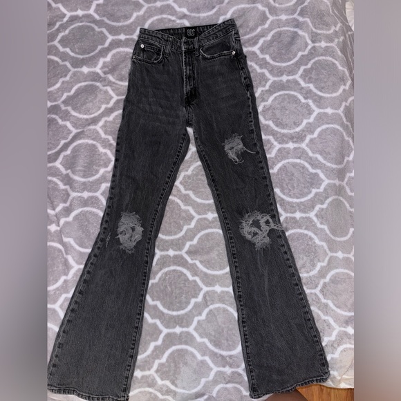 BDG Stretch High Rise Flare Black Jeans - Picture 1 of 3